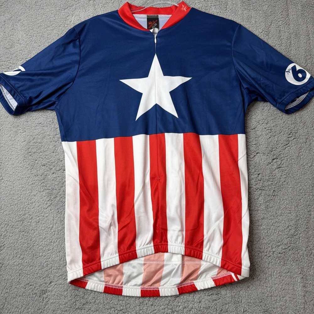 Giordana Cycling Jersey mens Large Made in Italy Stars & Stripes theme nwot